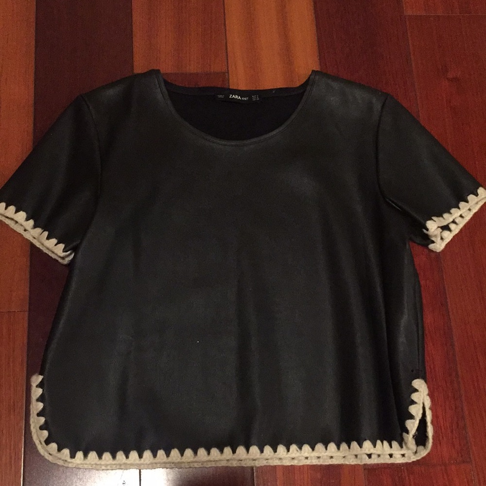 Faux leather top